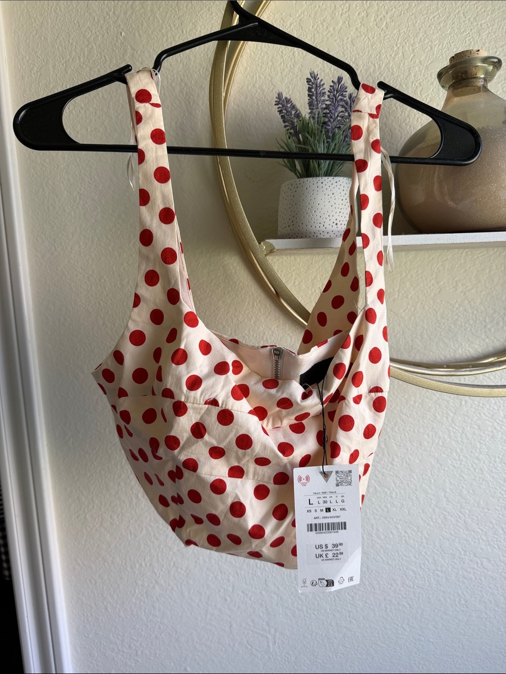 Zara polka dot crop top